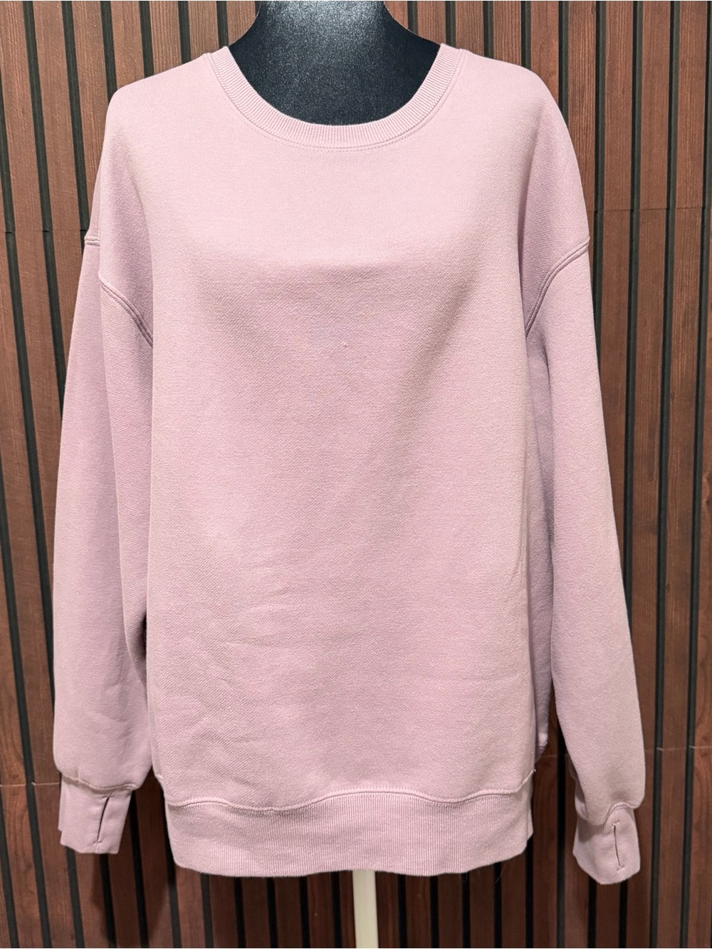 Harmony Balance Mauve Pink Oversized Crewneck Sweatshirt with Thumbholes